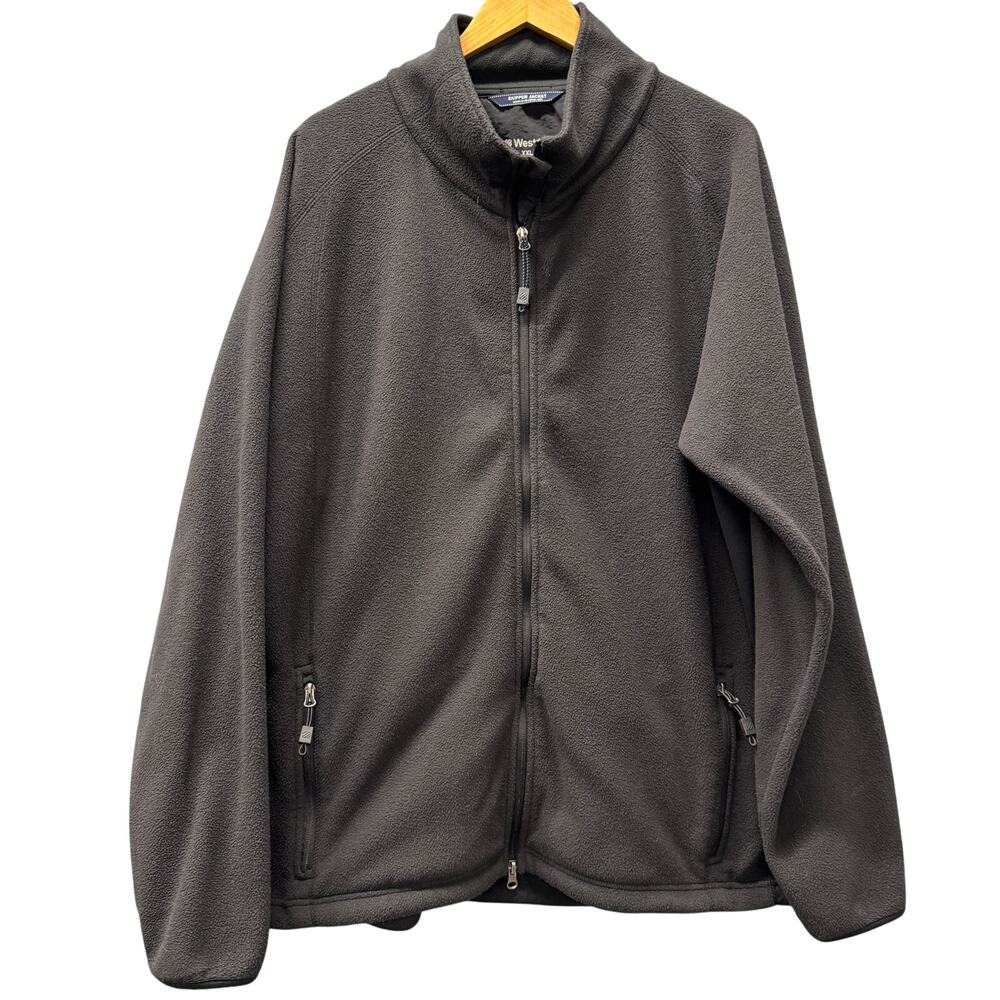 West Marine Skipper Jacket Mens XXL 2XL Black Full Zip Fleece‎ + Pockets